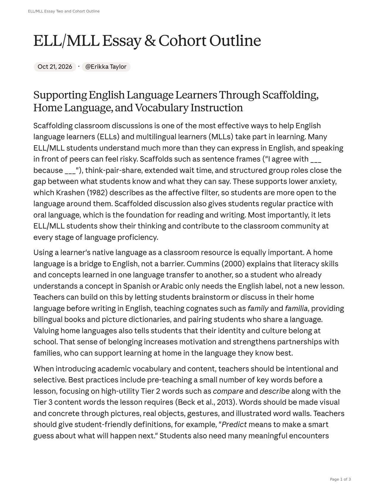 Essay page 1 of 3